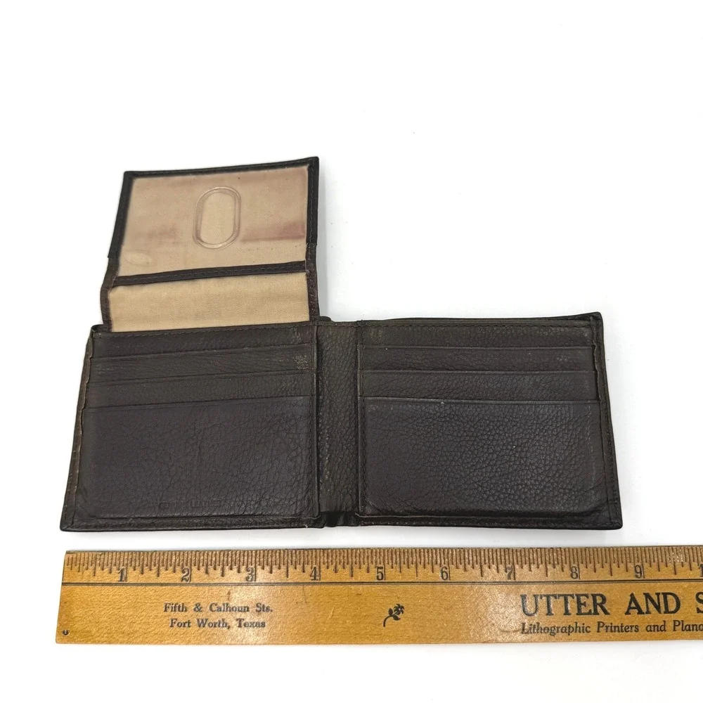 Dockers Mens Dark Brown Genuine Leather Bifold Wallet‎ with ID Window Flap